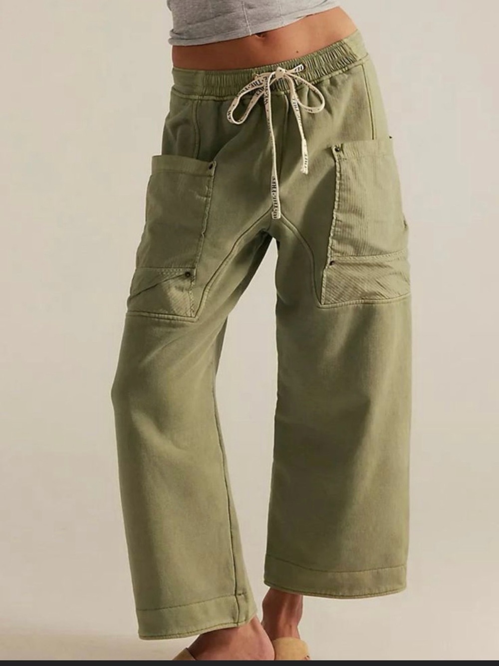 We the free jet set knit pull-on cargo pants.  Olive Green Sweatpants